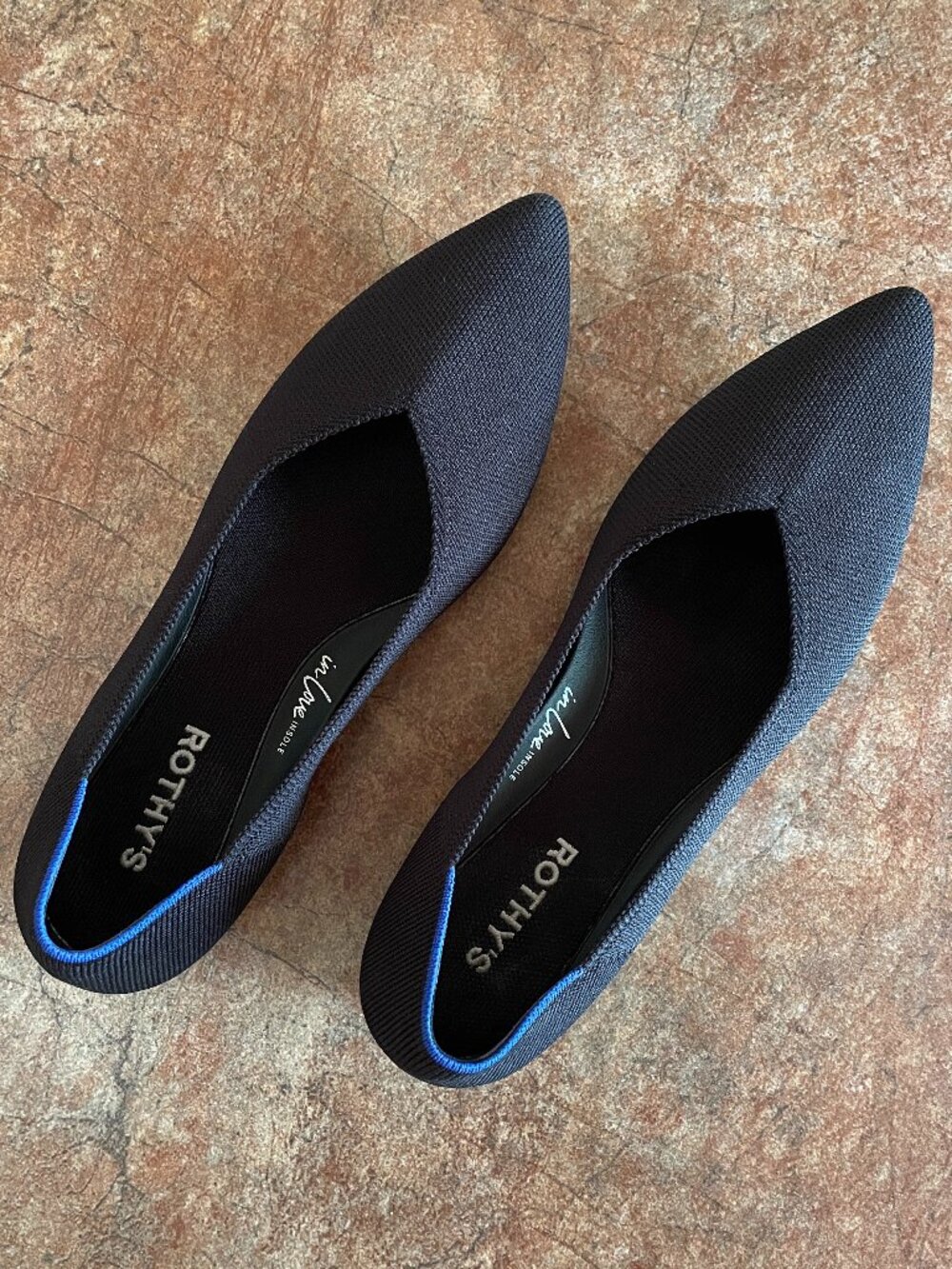 Rothy's The Point Black Solid Pointed Toe Knit Flats Women 10
